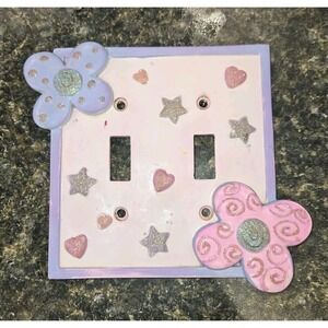 Borders Unlimited Ceramic Double Gang Toggle Switch Plate Cover  w/ screws